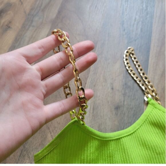 Superdown Zoey Chain Strap Ribbed Bodycon  Midi Dress Green Size Small - Picture 6 of 8